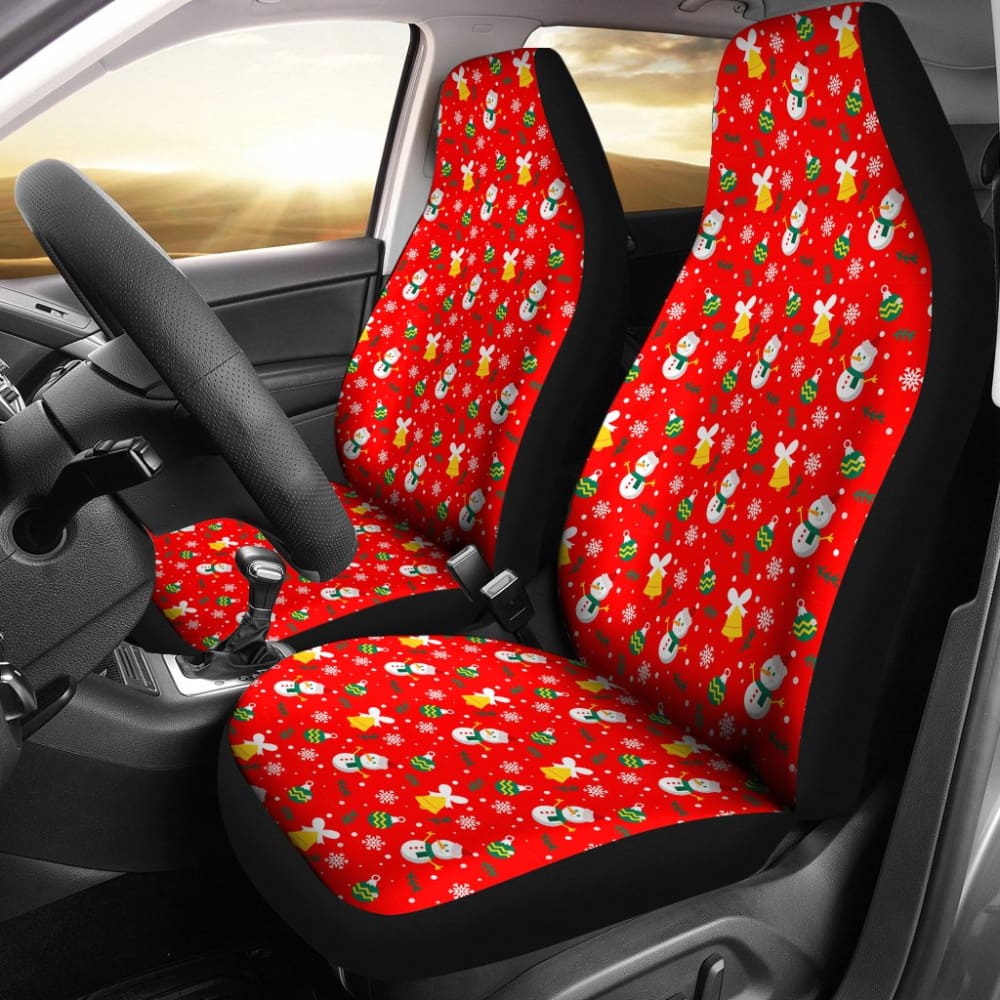 Car Seat Covers Cute Snowman Orange Themed 211903 - YourCarButBetter