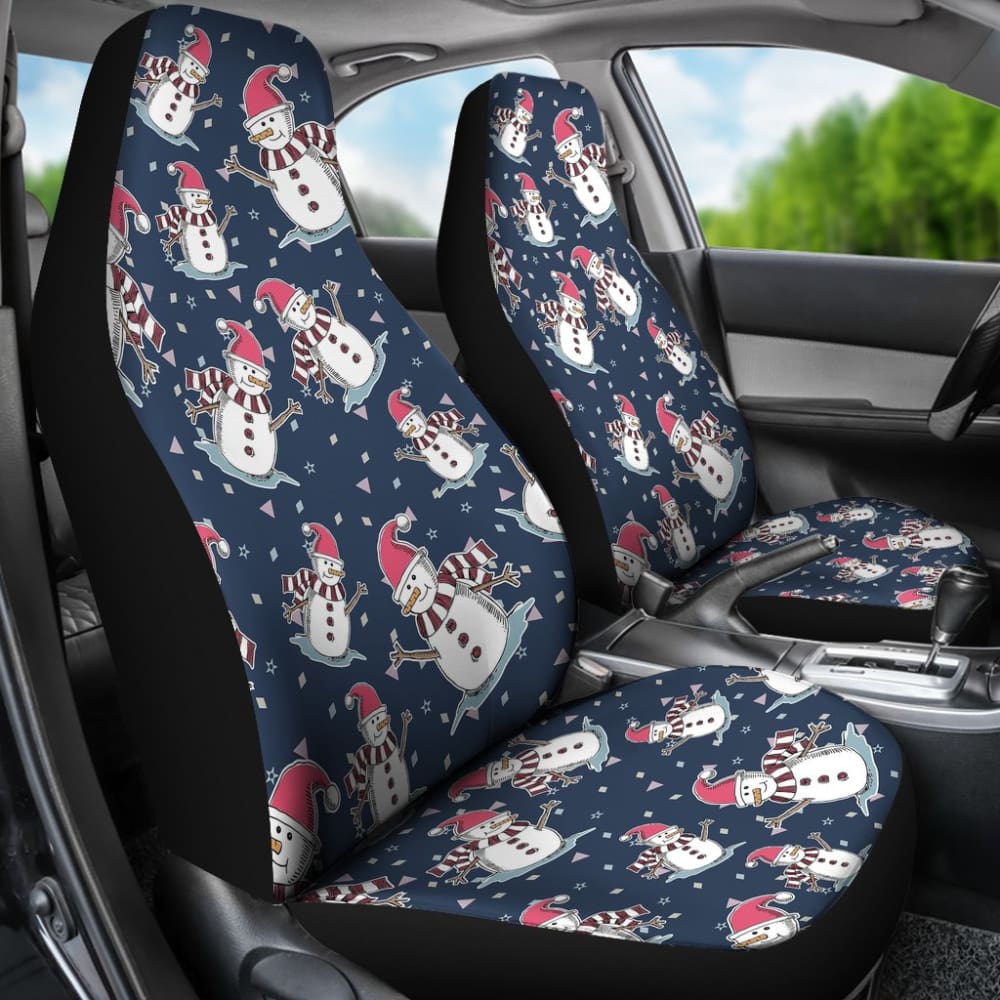 Car Seat Covers Cute Snowman Winter Universal Auto Accessories 211903 - YourCarButBetter
