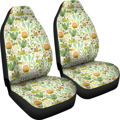 Car Seat Covers Green Flower Succulents and Cactus Doodle Pattern 212601 - YourCarButBetter