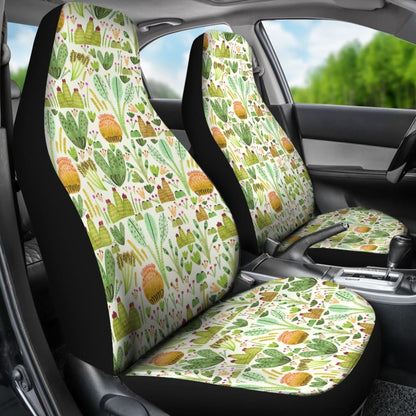 Car Seat Covers Green Flower Succulents and Cactus Doodle Pattern 212601 - YourCarButBetter