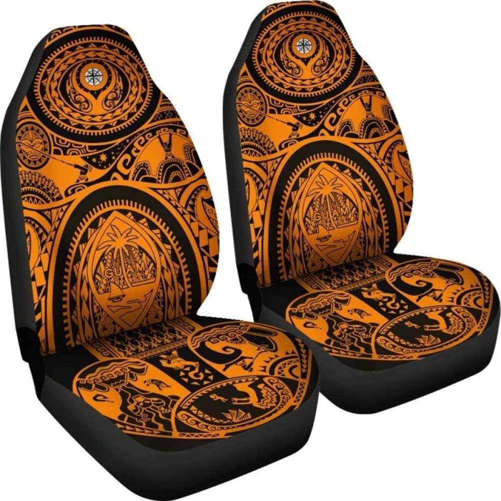 Car Seat Covers - Guam Flag Seal With Maui Moana Tattoo - 174914 - YourCarButBetter