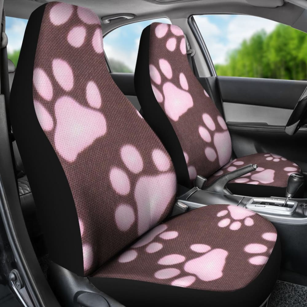 Car Seat Covers Pink Colorful Paw Print 210605 - YourCarButBetter