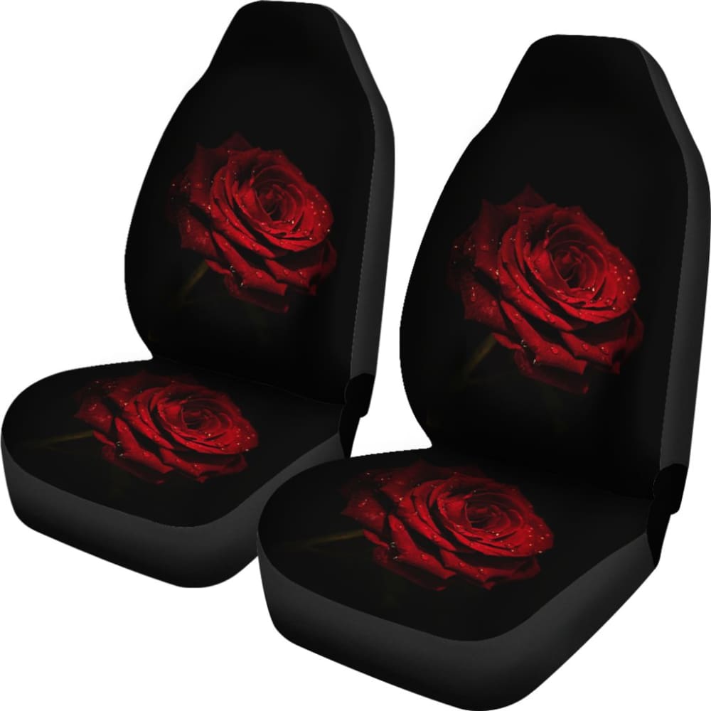 Car Seat Covers Rose Flower on Black Background 210902