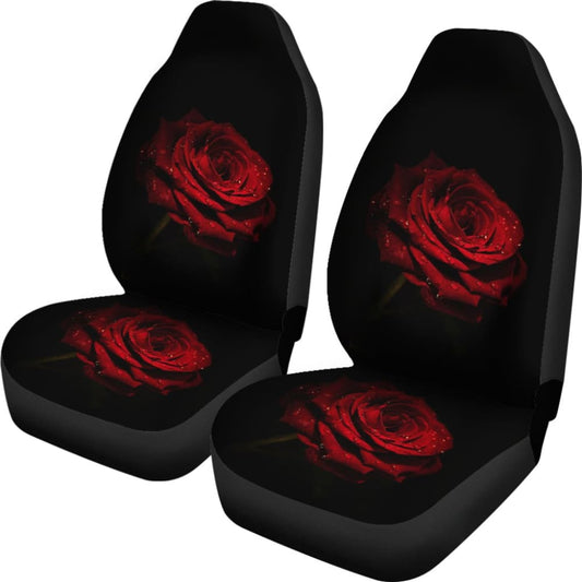 Car Seat Covers Rose Flower on Black Background 210902