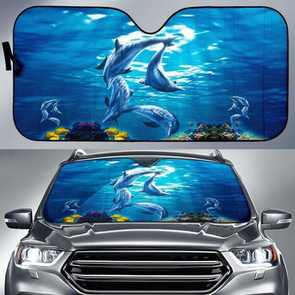Car Sun Shade Dolphins 085424 - YourCarButBetter