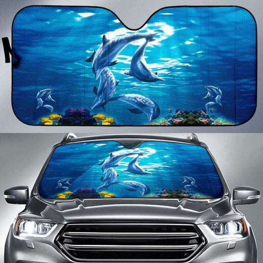 Car Sun Shade Dolphins 085424 - YourCarButBetter