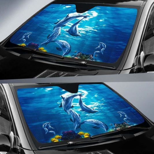 Car Sun Shade Dolphins 085424 - YourCarButBetter