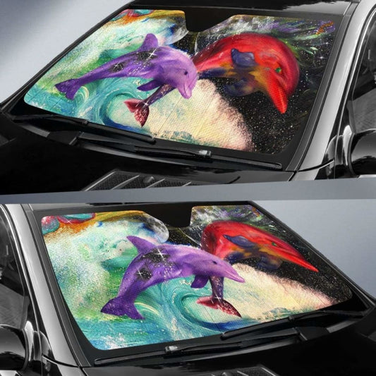 Car Sun Shade With Dolphin Print. 085424 - YourCarButBetter