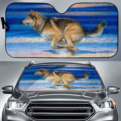 Car Sun Shade With Wolf Print 172609 - YourCarButBetter