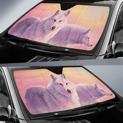 Car Sun Shade With Wolf Print Evening Mist 172609 - YourCarButBetter