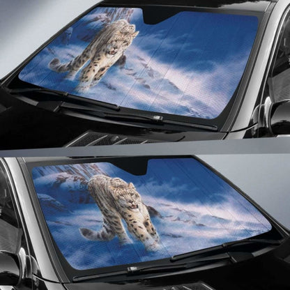 Car Sun Shades With Snow Leopard Print 172609 - YourCarButBetter