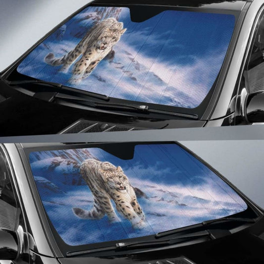 Car Sun Shades With Snow Leopard Print 172609 - YourCarButBetter