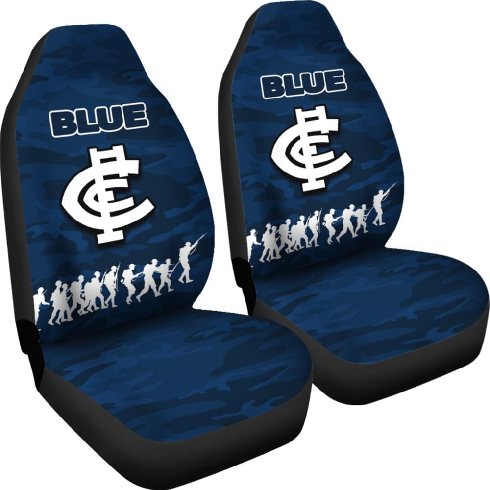 Carlton Blues Car Seat Covers Anzac Day Army Patterns 550317 - YourCarButBetter