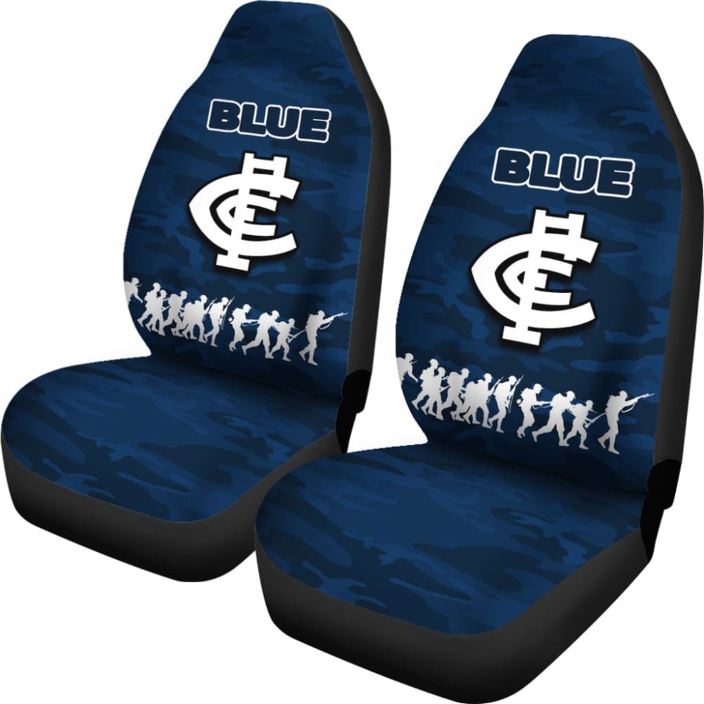 Carlton Blues Car Seat Covers Anzac Day Army Patterns 550317 - YourCarButBetter
