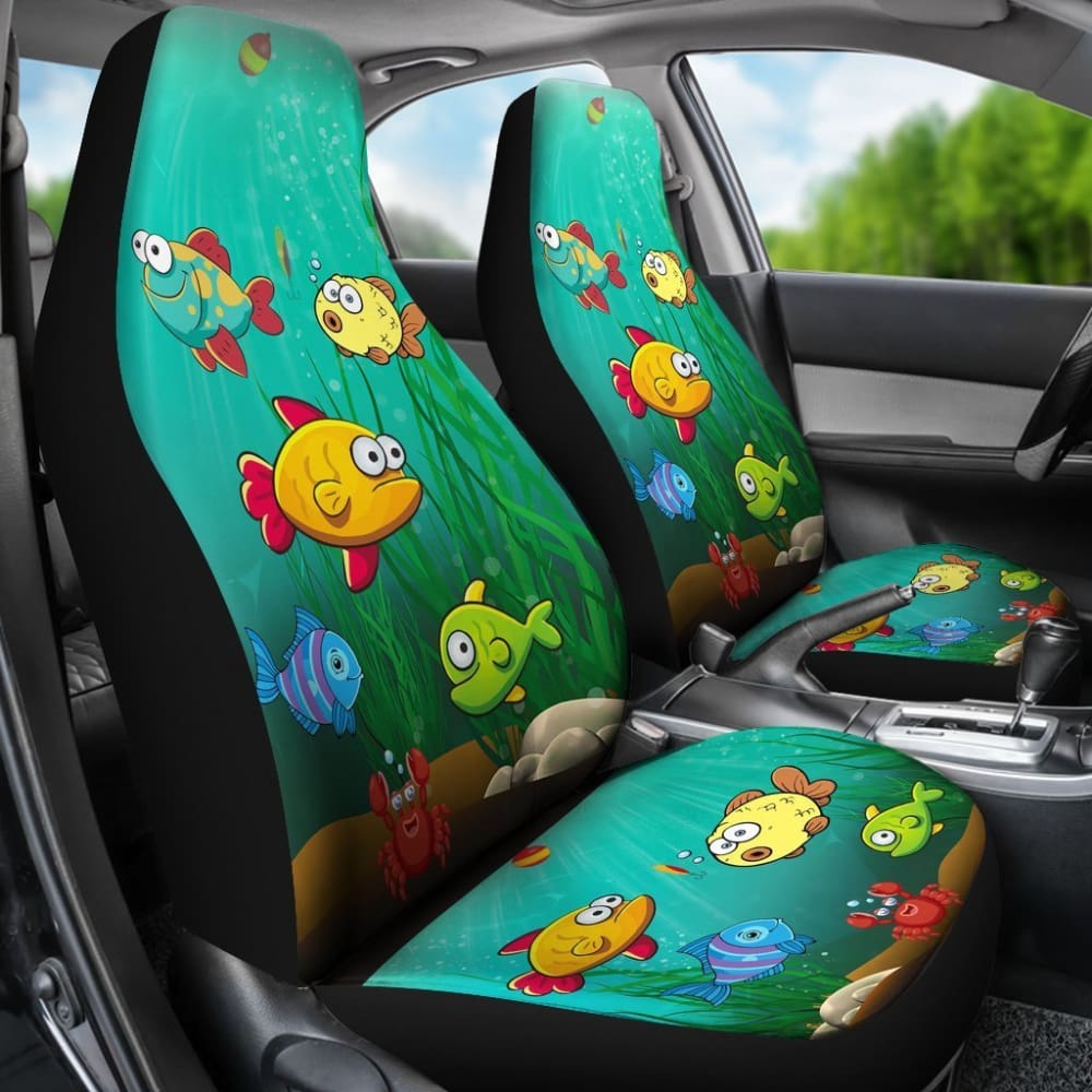 Cartoon Fishes Underwater Fishing Car Seat Covers 182417 - YourCarButBetter