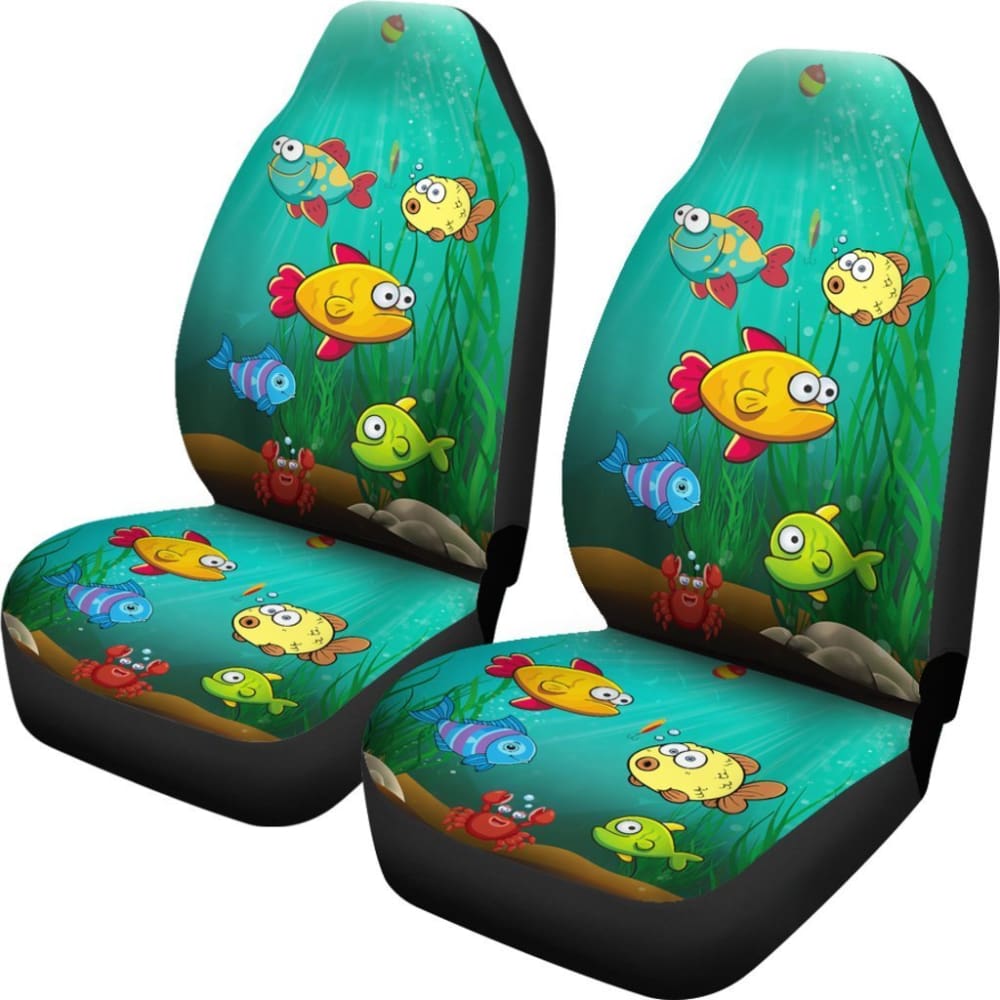 Cartoon Fishes Underwater Fishing Car Seat Covers 182417 - YourCarButBetter