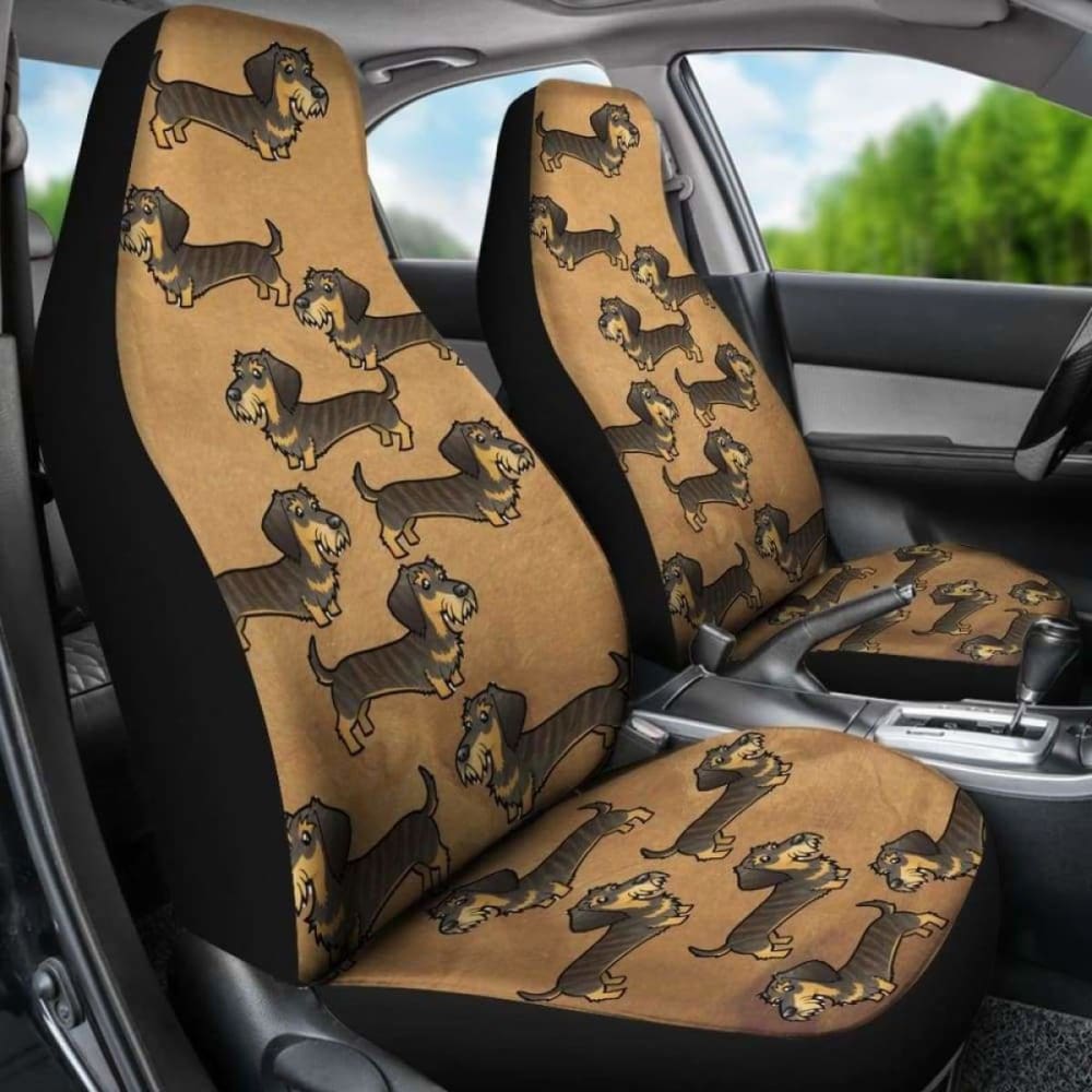 Cartoon Wire Haired Dachshund Car Seat Cover 092813