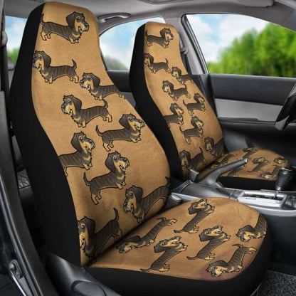 Cartoon Wire Haired Dachshund Car Seat Cover 092813