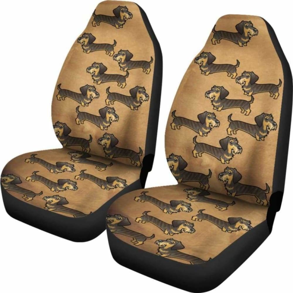 Cartoon Wire Haired Dachshund Car Seat Cover 092813