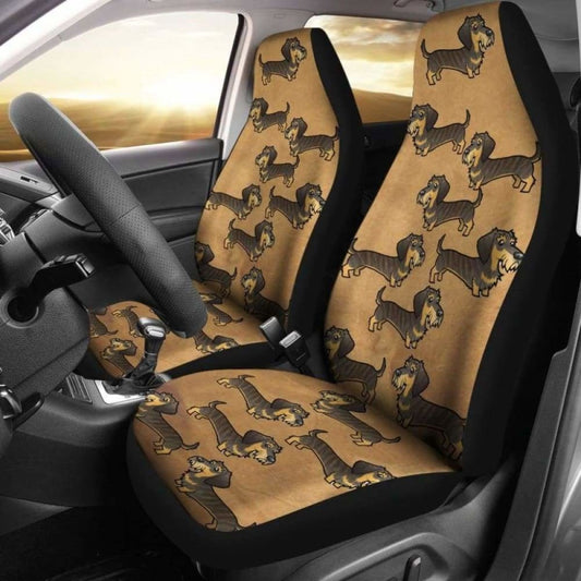 Cartoon Wire Haired Dachshund Car Seat Cover 092813
