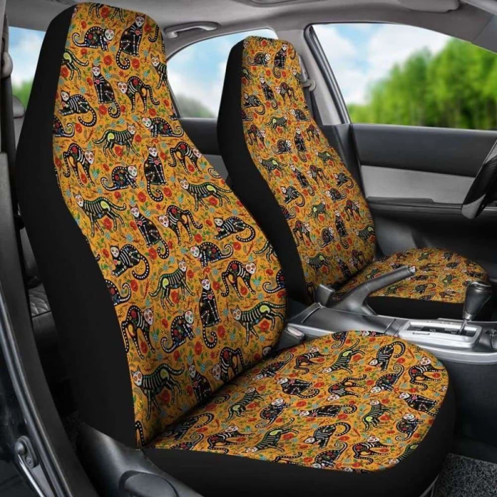Cat Sugar Skull Yellow Car Seat Covers 101807