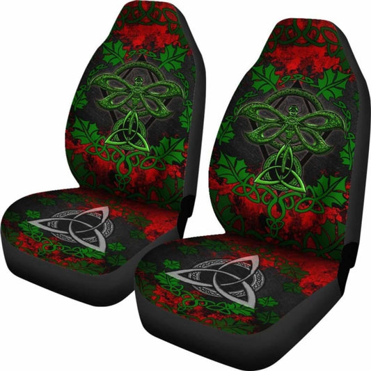 Celtic Brittany Car Seat Covers - Celtic Dragonfly & Leaf Vines - Watercolor Style 135711