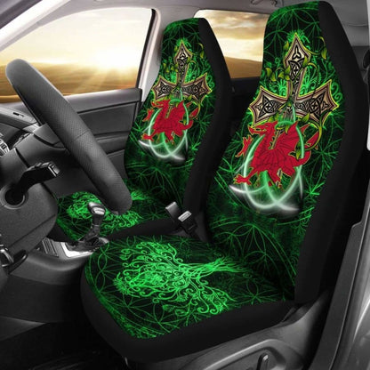 Celtic Car Seat Covers - Dragon Wales & Celtic Cross - 160905
