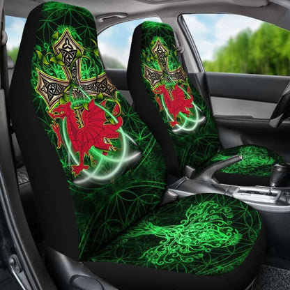 Celtic Car Seat Covers - Dragon Wales & Celtic Cross - 160905