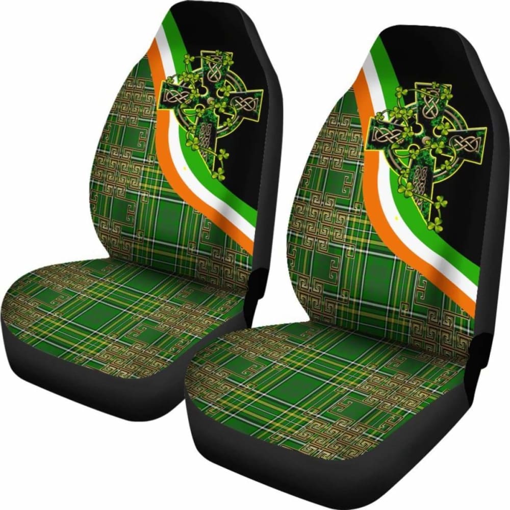Celtic Car Seat Covers - Ireland Kilt Color & Celtic Cross - 160905