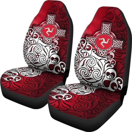 Celtic Car Seat Covers - Isle Of Man Flag With Celtic Cross 184610 - YourCarButBetter