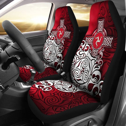 Celtic Car Seat Covers - Isle Of Man Flag With Celtic Cross 184610 - YourCarButBetter