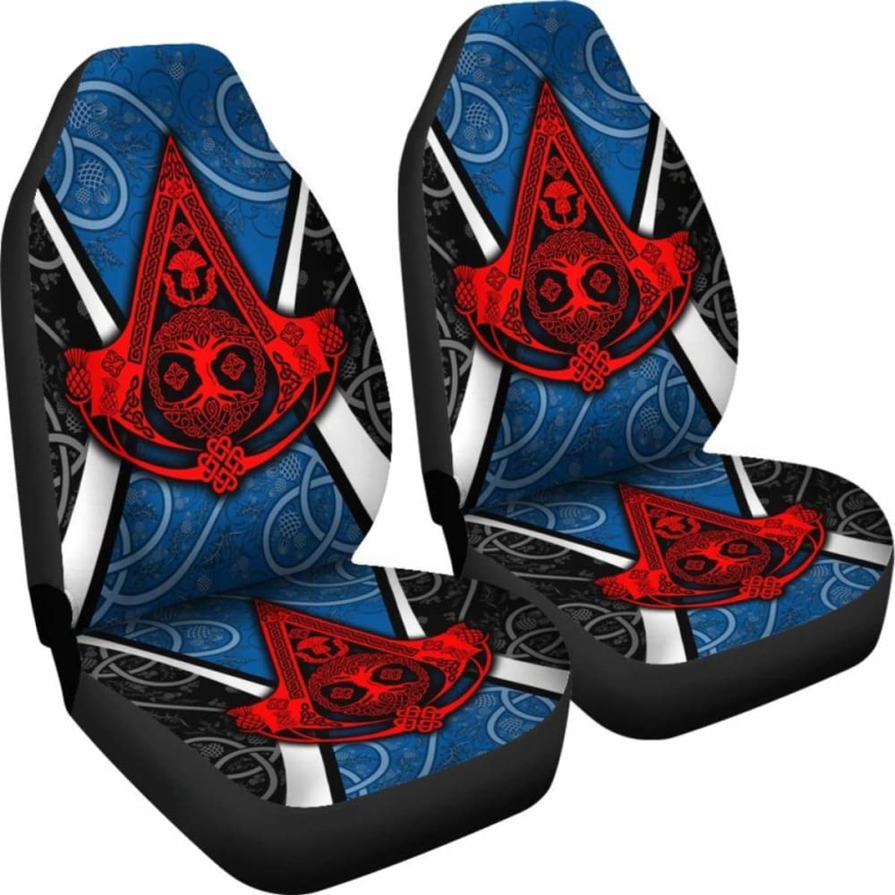 Celtic Car Seat Covers - Celtic Scotland Thistle With Tree Of Life And Knot Ornaments 110424 - YourCarButBetter