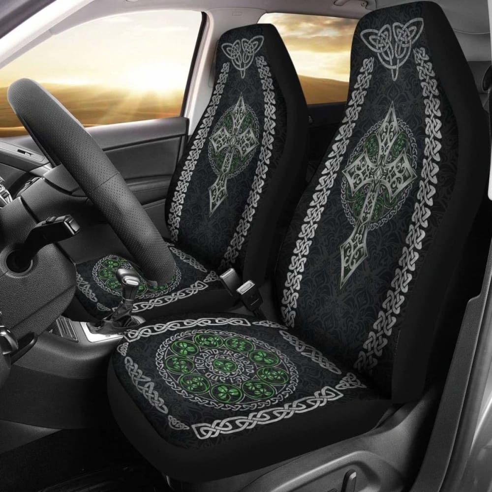 Celtic Cross And Shamrock Car Seat Covers (Set Of 2) 160905