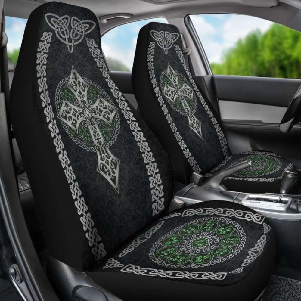 Celtic Cross And Shamrock Car Seat Covers (Set Of 2) 160905