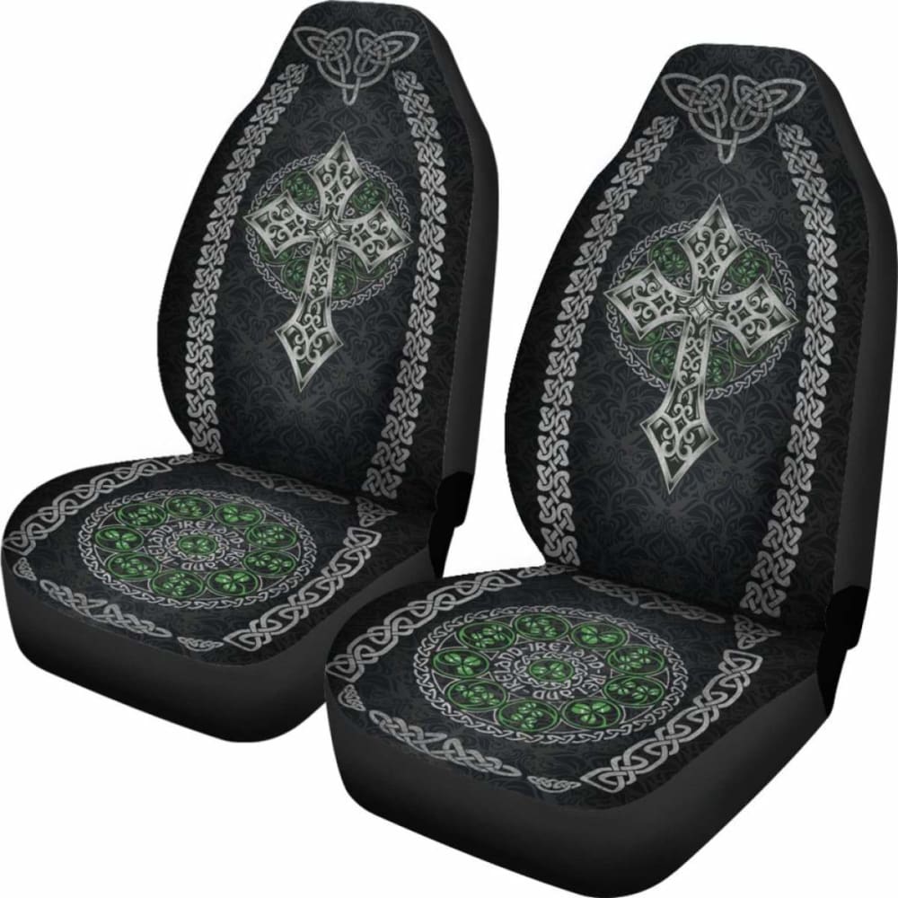 Celtic Cross And Shamrock Car Seat Covers (Set Of 2) 160905