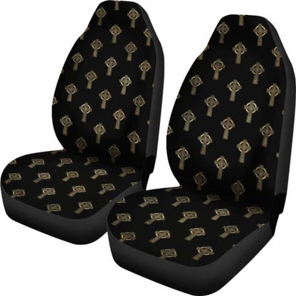 Celtic Cross Black And Gold Car Seat Covers 160905