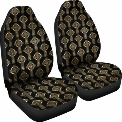 Celtic Cross Black And Gold Colored Car Seat Covers Seat Protectors 160905