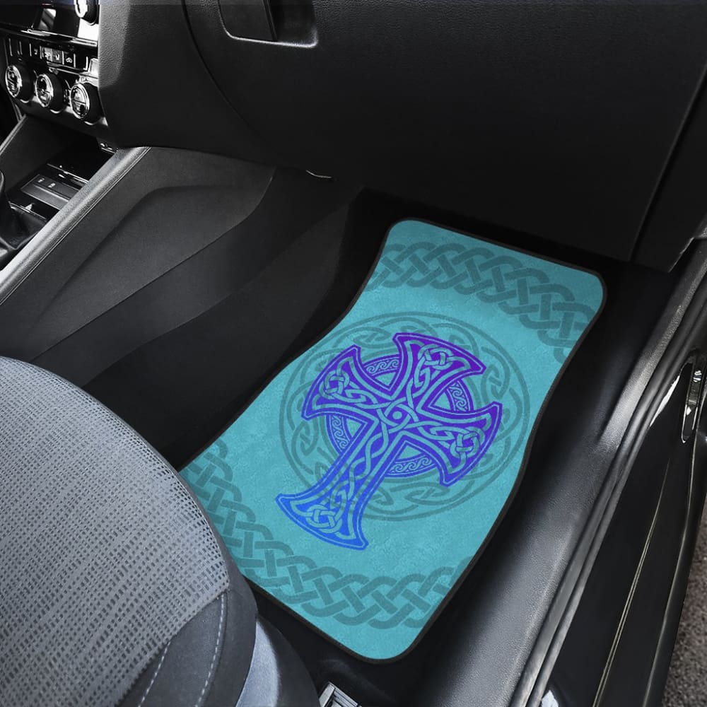 Celtic Cross Car Floor Mats Knot Circle Set Light Of Blue 210301 - YourCarButBetter