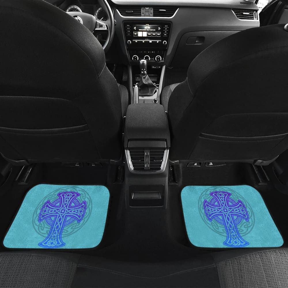 Celtic Cross Car Floor Mats Knot Circle Set Light Of Blue 210301 - YourCarButBetter