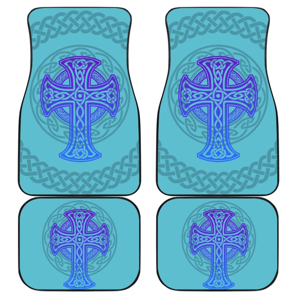 Celtic Cross Car Floor Mats Knot Circle Set Light Of Blue 210301 - YourCarButBetter