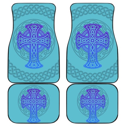 Celtic Cross Car Floor Mats Knot Circle Set Light Of Blue 210301 - YourCarButBetter
