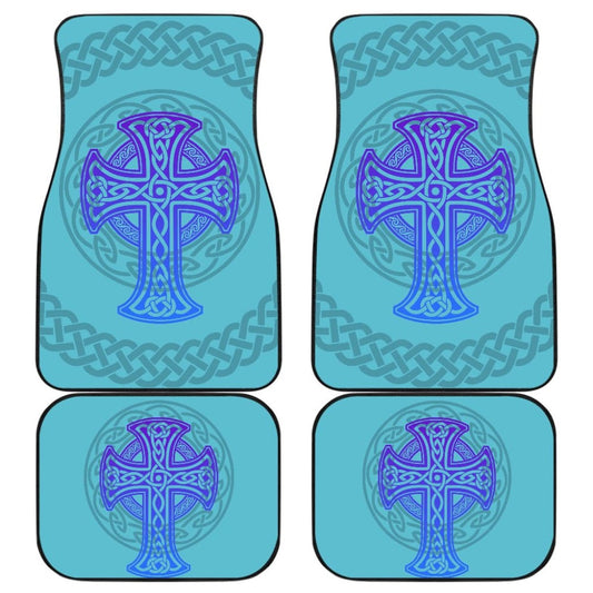 Celtic Cross Car Floor Mats Knot Circle Set Light Of Blue 210301 - YourCarButBetter
