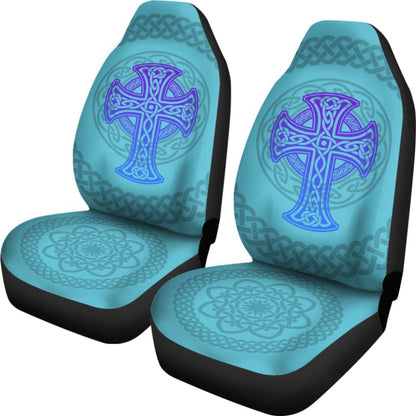 Celtic Cross Car Seat Covers Knot Circle Set Light Of Blue 210301 - YourCarButBetter