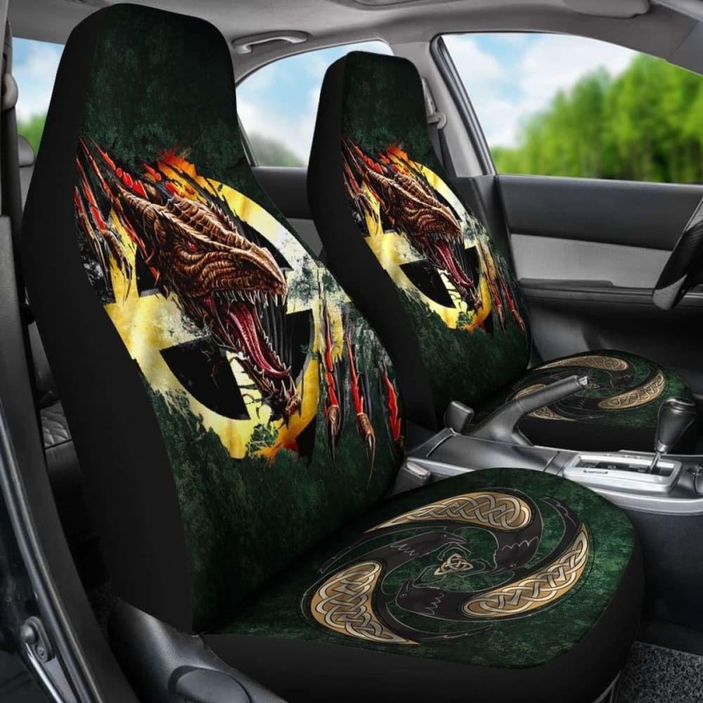 Celtic Cross Flag With Red Dragon Car Seat Covers 160905