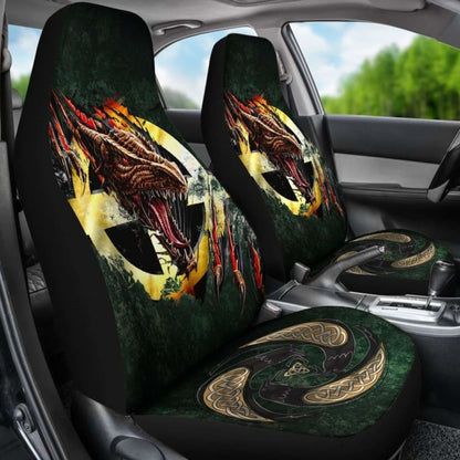 Celtic Cross Flag With Red Dragon Car Seat Covers 160905
