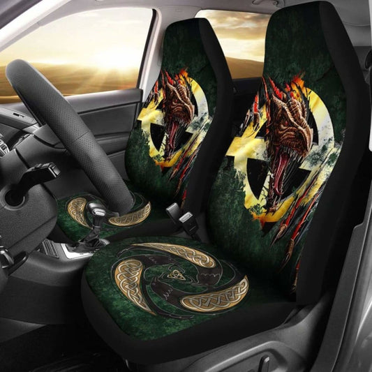 Celtic Cross Flag With Red Dragon Car Seat Covers 160905