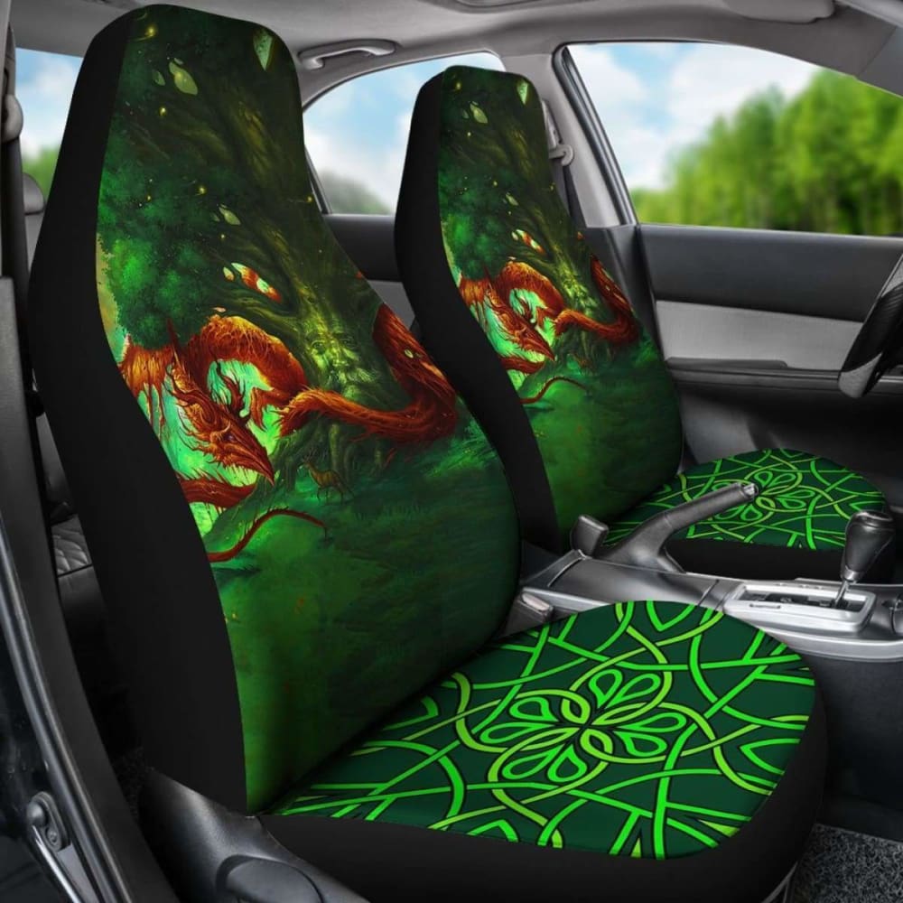 Celtic Mythology - Celtic Dragon With Green Man And Deer Car Seat Covers V2 161012