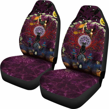 Celtic Samhain Black Cat With Pentagram Symbol Car Seat Covers - Happy Halloween - 21 102802 - YourCarButBetter