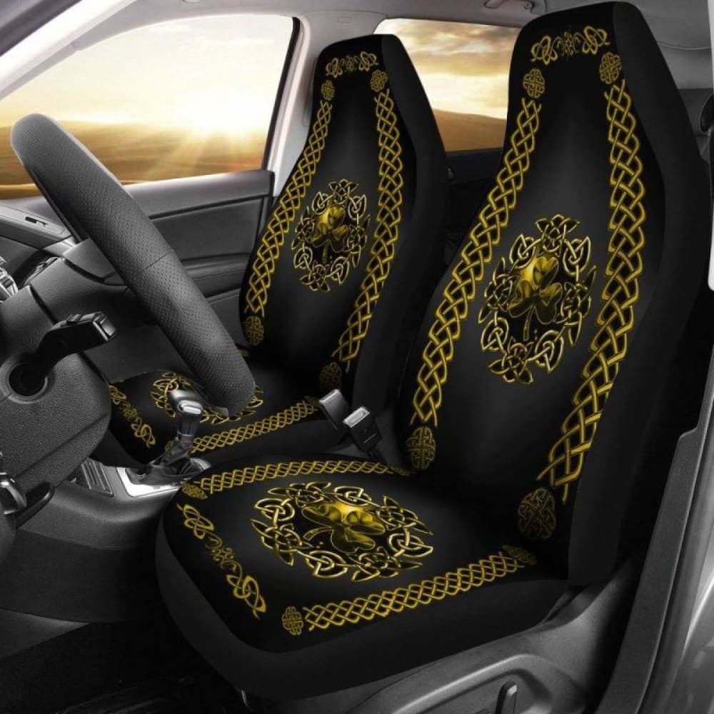 Celtic Shamrock Golden Car Seat Covers 154230 - YourCarButBetter