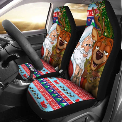 Celtic Style Merry Christmas Ugly Car Seat - Drunk Santa And Deer 161012